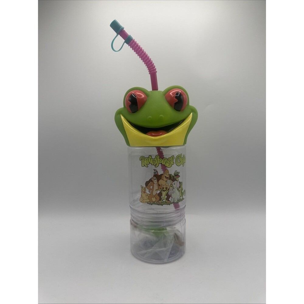 Rainforest Cafe Souvenir Cup Frog Head Topper Kids Character Drink Mug Vintage 2